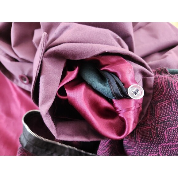 Vintage London Fog 8 Reg Plum 2-in-1 Zip Out Liner Trench Coat Wamsutta - Picture 7 of 12